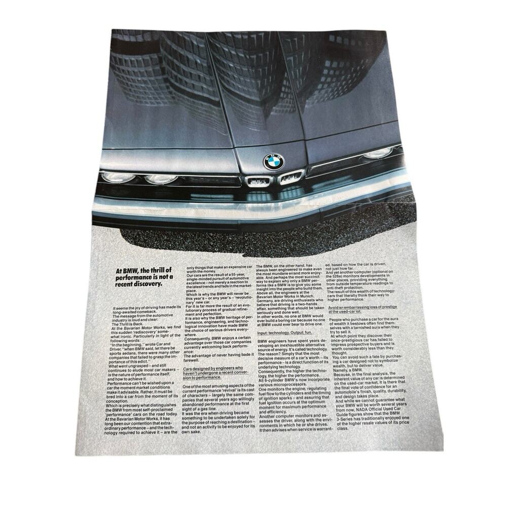 1983 BMW Dealership Poster Brochure 318i 528e 533i 733i Bavarian Motor Works